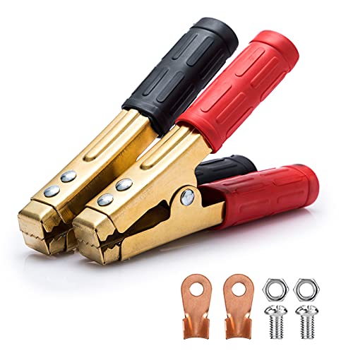 2PCS 1000A Jumper Cable Clamps, Heavy Duty Pure Copper Battery Charger Clamps Replacement, Car Jumper Cable Ends, Battery Cable Alligator Clips