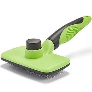 Self Cleaning Slicker Brush for Dogs& Cats, Skin Friendly Grooming Brush for Shedding Long&Short Haired Dogs& Cats, Deshedding Pet Supplies Accessories, Green