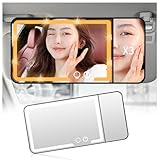 2026 New Car Vanity Mirror with Lights,3X Magnifying Car Visor Mirror with 3-Color Dimmable Lights & Smart Touch Control,Rechargeable Cars Makeup Mirrors for Cars/SUVs/Trucks