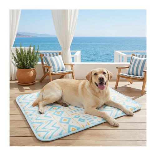 Dog Cooling Mat for Dogs & Cats, Soft Breathable Cooling Pad for Dog Bed, 48"x30" Self Cooling Crate Mat for Dogs, No Gel Washable Non-Slip Pet Coolin