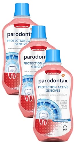 Parodontax Bain de Bouche Quotidien, Protection Active, Pour Les Gencives et Des Dents Saines, Extra Fraiche, Sans Alcool, 500 ml (Lot de 3)