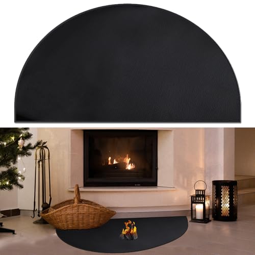 Alfombra Ignífuga para Chimenea, 102x50cm,Alfombra Ignífuga Semicircular,Dos Caras Alfombra de la Fibra de Vidrio, Fireplace Mat para Las Chimeneas en el Hogar