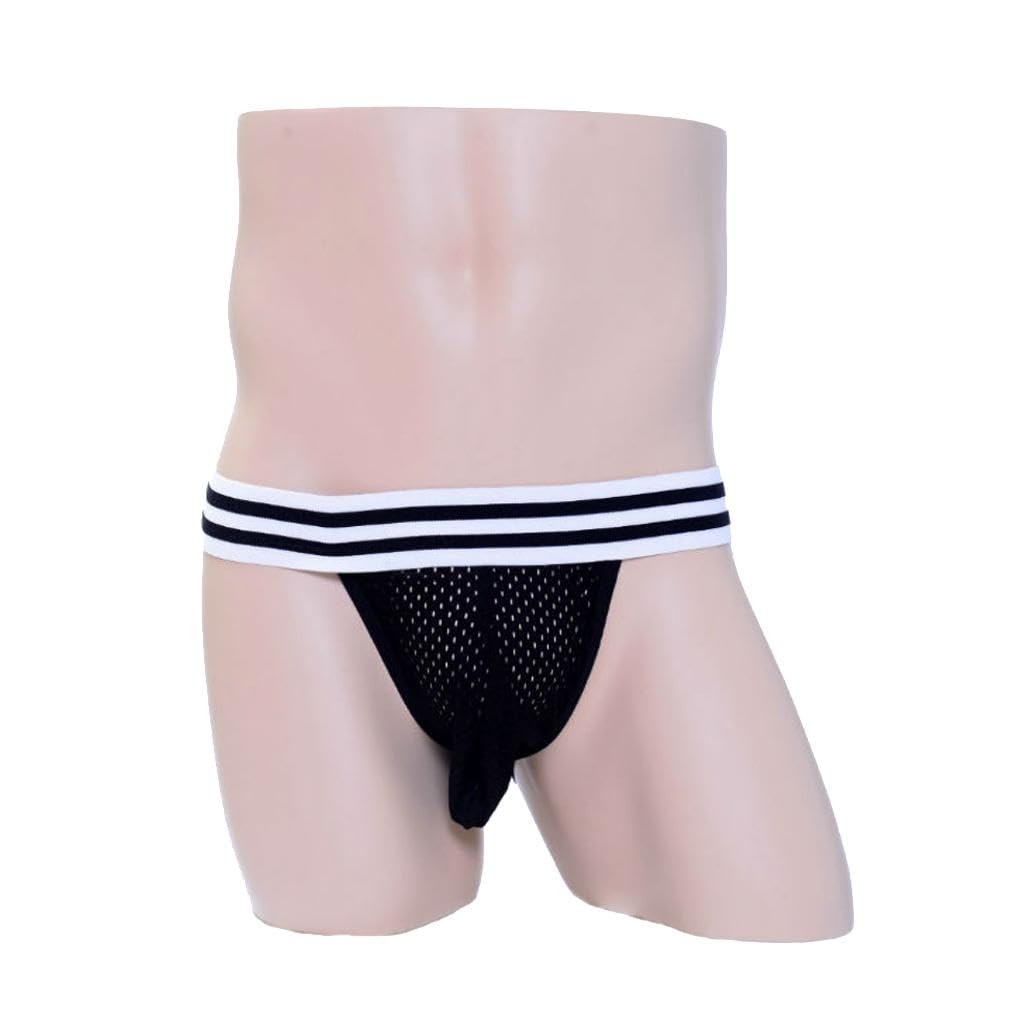 Fashion Men's Black Pouch Underwear Thongs Joskstrap-image-37