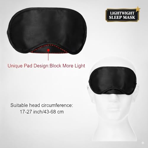 Image of Sleeping Eye Mask Kit for Men & Women | 100% Light Blocking, Soft and Washable Blindfold for Deep Sleep | Elastic Strap | Ear Plugs Included | (Large Size - Black)