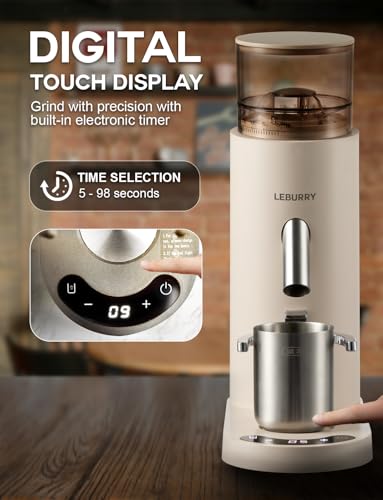 Image of Burr Coffee Grinder - Portable Coffee Bean Grinder with 60 Grind Settings, LCD Timer, 51 & 58mm Portafilter Compatible - Rechargeable Electric Espresso Grinders for Home, Office & Travel