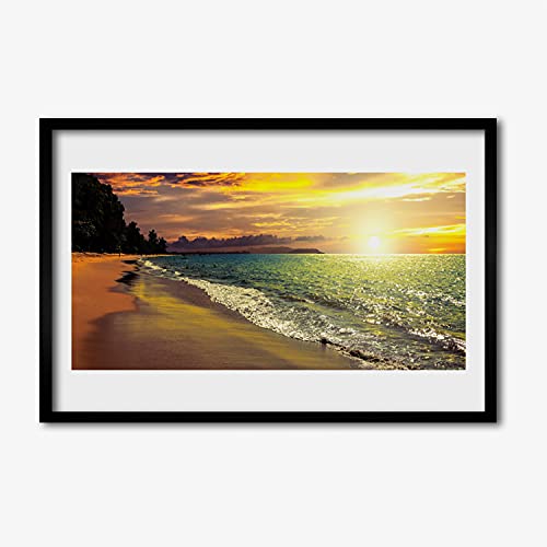 Affiche encadrée 60x40 cm Sun Beach design bord de mer pour salon moderne