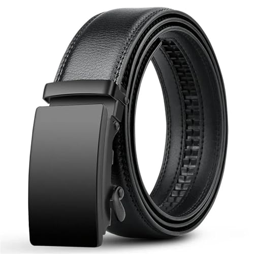 Automatic Buckle Belt for Men Brand Business Men Leather Waist Straps Black Male Jeans Belts for Men 1 Piece(115cm)