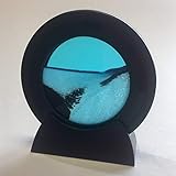 Miniature 4” Round Ocean Blue Moving Sand Art Picture by Exotic Sands. Great Office Toy.