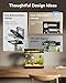 Fish Tank Smart Aquarium Kit: 2 Gal UHD Glass Silent Water Pump Self Cleaning System Temperature Monitoring Essential Oil Diffuser with Humidifier 7 Color Lights Multi-Layer Filtration System - Black