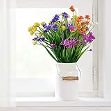 AFASOES 5 Pcs Ramos de Flores Artificiales Realistas Flores Sinteticas Flores Plástico Decoración Flores Artificiales Jarrones Flores Falso para Interiores Exteriores Jarrones Cestas Jardín, 5 Color