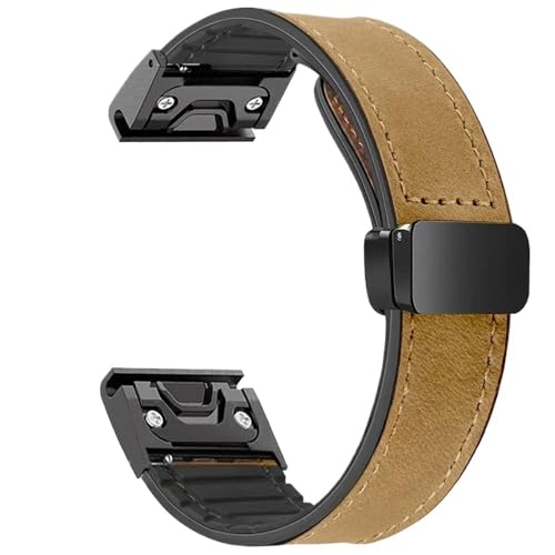 SRMVRNKNNK ���U�[�V���R���X�g���b�v Fit For Garmin �Ή� Fit For Tactix 7 Pro �Ή� Fit For Fenix 6X 7X 7pro 6 5plus �o�b�N��(LBrown,For Gramin 26mm)