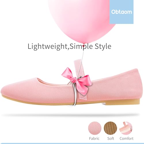 Image of Obtaom Mary Jane Flat Shoes Round Toe Ballet Flats for Women Dressy Fabric Business Flats Comfortable Classic Strap Flats for Office