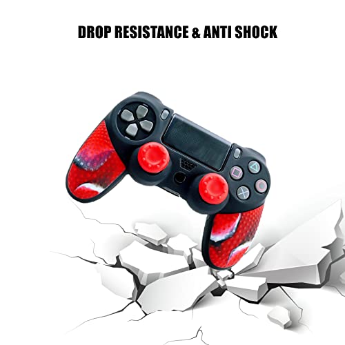 Image of Silicone Skin for Ps4 Controller, 1pc Anti-Slip Shell Cover Case with 10 Joystick Grips for Playsation 4 / Slim /Pro Dualshock 4 Controller Wireless Gamepad(PS4 Controller #7)