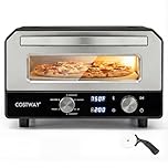 COSTWAY 1700W Electric Pizza Oven Indoor, 6 Presets & 2-Min Rapid Baking Heats up to 750℉, Countertop Pizza Oven for 12” Pizzas with Pizza Stone & Cutter Wheel for Home Kitchen