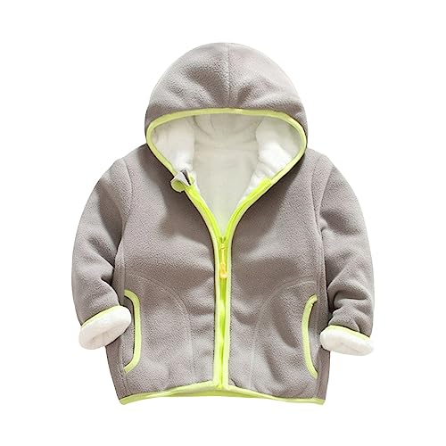 Toddler Kids Girls Boys Colour Blocking Plush Coat Long Sleeve Thick Solid Zipper Hooded Jackets For 1~7 Years
