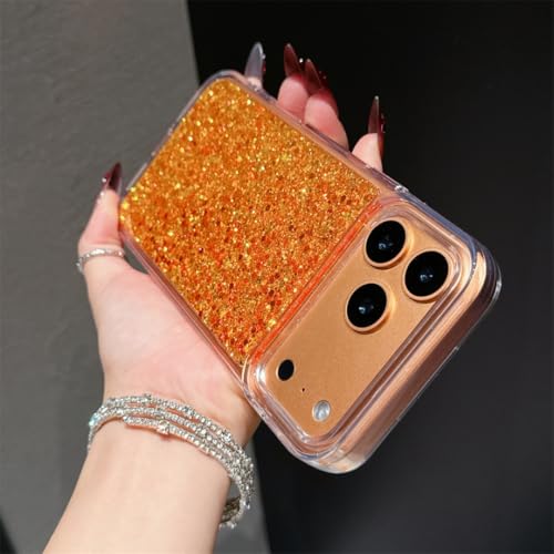 Coque paillettes iPhone 16 Pro Max orange pour briller lors de vos soirées