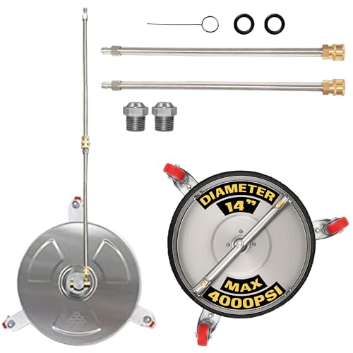 EDOU Direct 14' Pressure Washer Surface Cleaner with Wheels | Stainless Steel Disc Concrete Cleaner...