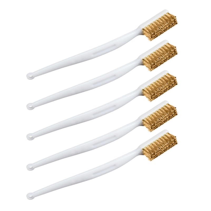 Image of Amosfun Copper Wire Brush with Handle 7.28 Inch Scratch Brush for Cleaning Welding Slag Paint Stains Metal Parts with Hanging Hole Lightweight Wire Set