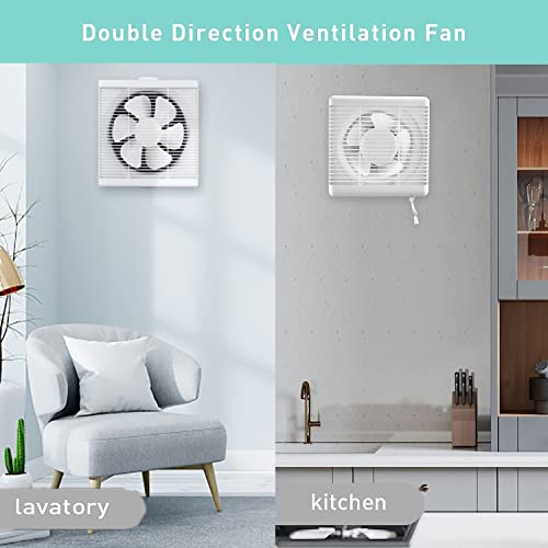 Nalle Exhaust Fan 10 Inch Window Reversible Exhaust Fan Through-Wall Installation Ventilation Fan Shutter Box Through The Wall Blower Ventilation Air Extractor For Bathroom Garage Greenhouse Panel Size 13.5X13.5" #TOP6