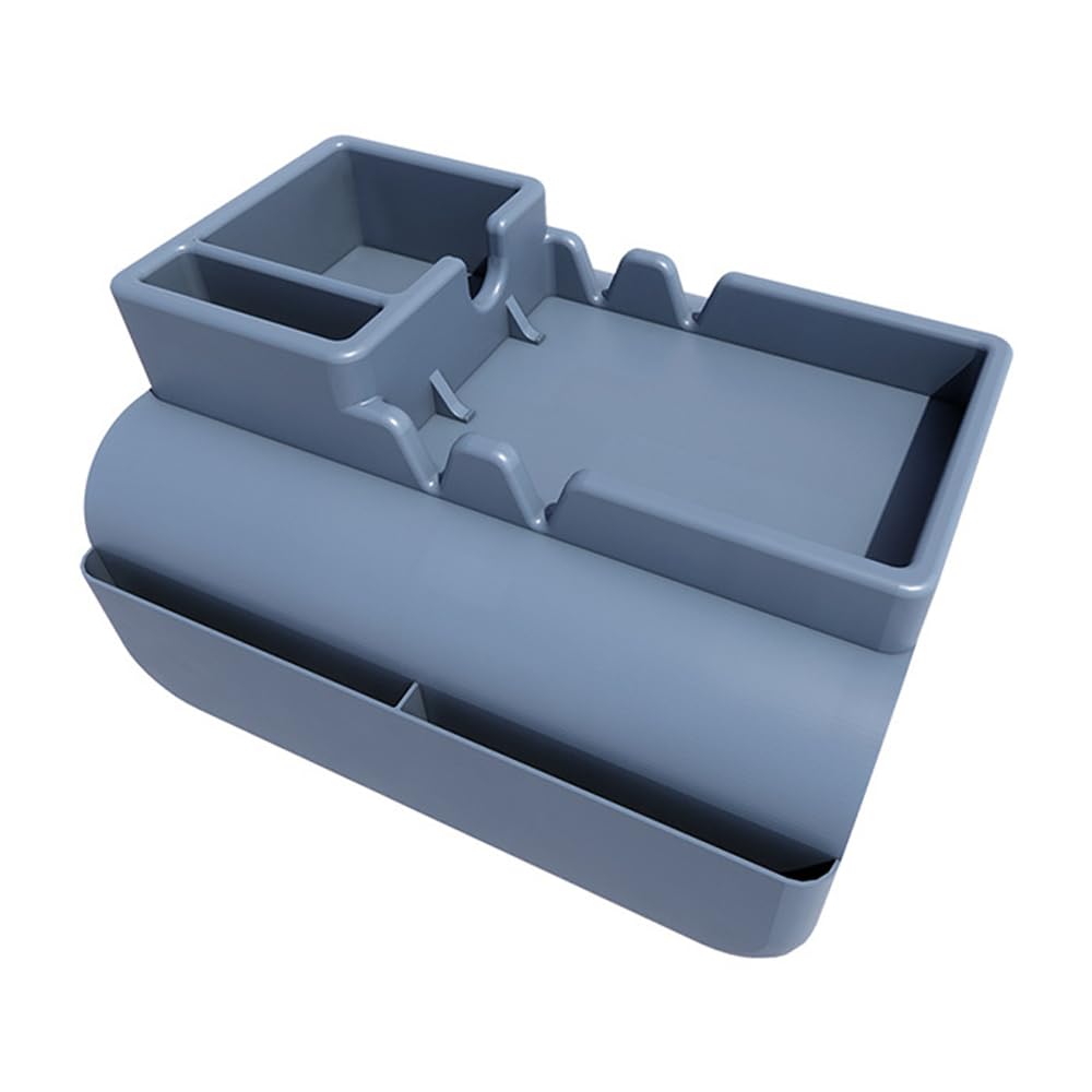 Bandeja de silicona para reposabrazos, soporte para bebidas con bolsillos laterales para sofá, sillón, sillón reclinable, control remoto y organizador de teléfono celular (azul)