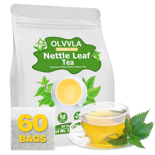 Image of Olvvla - Premium Nettle Leaf Tea - 1.5g X 60 Count - 100% Pure Natural Stinging Nettle Tea Bag - Caffeine-free - Non-GMO - Rich in Antioxidants & Support Bone Health