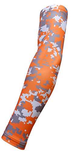 Sports Farm New! Orange Gray White Digital Camo Arm Sleeve - Moisture Wicking Compression (Youth Medium)