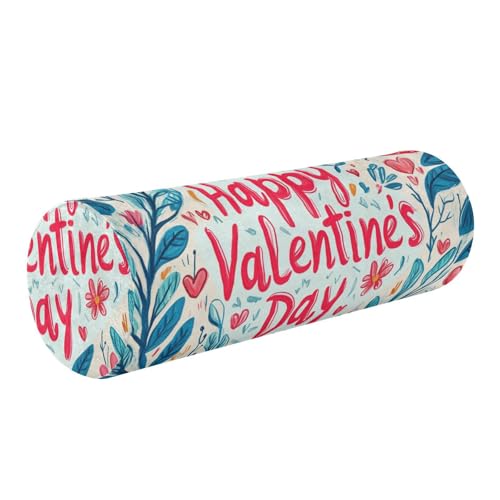 GuoChe Almohada para cabecera de cama, diseño de corazones florales para el día de San Valentín, almohada firme para el cuello de 5.5 x 17 pulgadas, almohada cilíndrica para rodillas y cuello