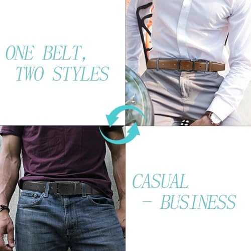 Image of DOOPAI Reversible Leather Belt for Men 1.25 inch - Dual Sided Dress and Casual Belt, Trim to Fit, 2 Styles in One Belt