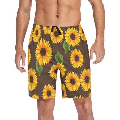 Sunflower Brown Pajama Shorts for Men Lounge Pants Lounge Wear Pajama Pants Mens Short Shorts with Pockets, S-XXL 5