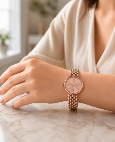 Image of MOOVER Analog Watch for Women & Girls | Luxury Bracelet Style Ladies Wrist Watch | Crystal Dial with Premium Stainless Steel Chain Strap | Fashion Watch for Daily Wear, Party & Gift
