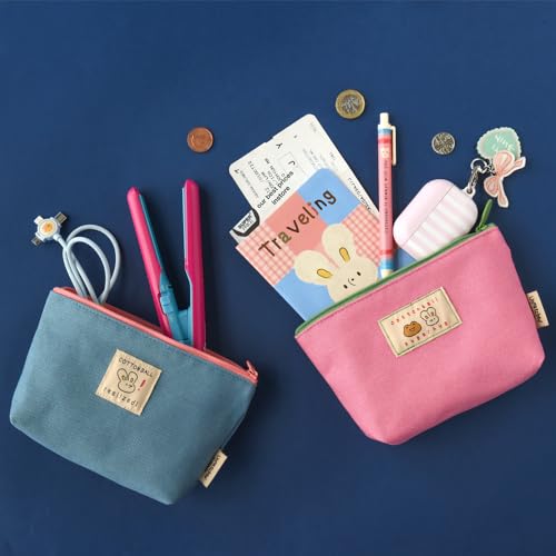 Image of Monolike Unmatched Friends daily Pouch, Pink - Pencil Pouch, Portable Pencil Bag, Pencil Case, Office Pouch case