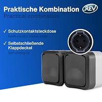 REV AquaStorm Feuchtraum Steckdose 2-fach, IP55, waagrecht, anthrazit – Ansicht 3