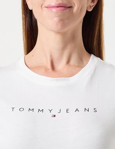Tommy Jeans Tjw Slim Linear Tee Ext Dw0Dw18398 T-Shirt S/S, White (Ancient White), M Femme