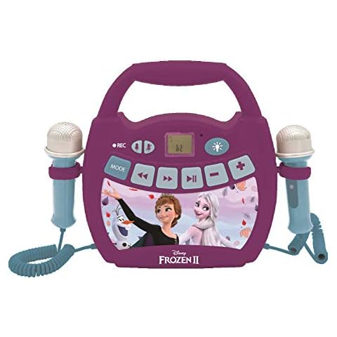 LEXIBOOK Disney Frozen - Reproductor de Karaoke portátil para niños con micrófonos, efectos de luz y cambio de voz Cover