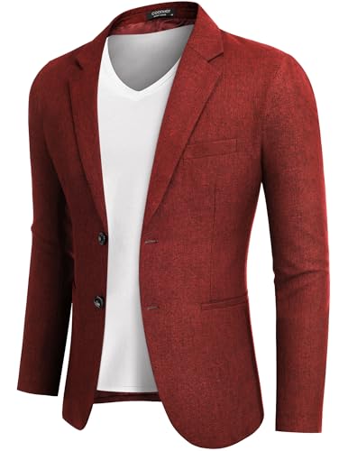 COOFANDY Mens Christmas Blazer Casual Lightweight Sports Coats Two Button Stylish Suit Jacket Red