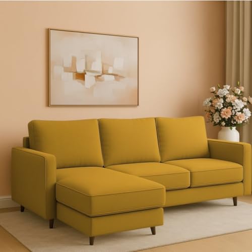 Image of The MM Furniture store Premium Fabric Sofa - Dirty Gold (4 Seater - LHS)