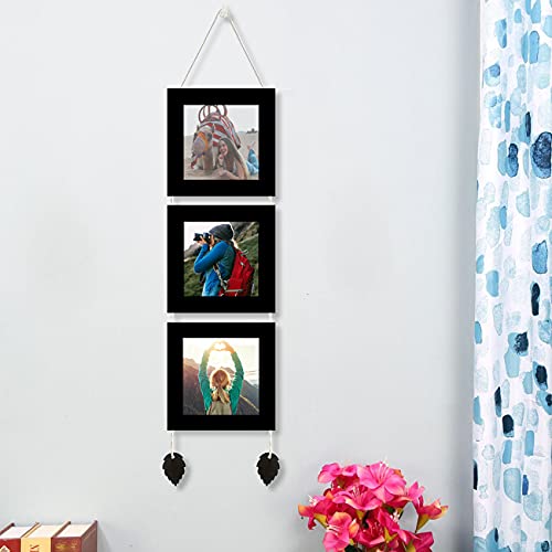 Image of Art Street Photo Frame For Wall Set of 3 Wall Hanging Photo Frame For Home and Office Decoration, Valentine Day Gift Size- 5x5 Inches-Black