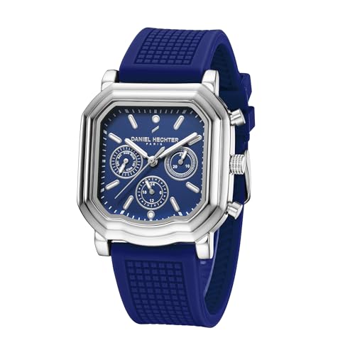 Image of Daniel Hechter Paris Moulin Collection Analog Watch for Men with Square Case, Luminous Hands & Markers, Multifunction Dial and Silicone Strap