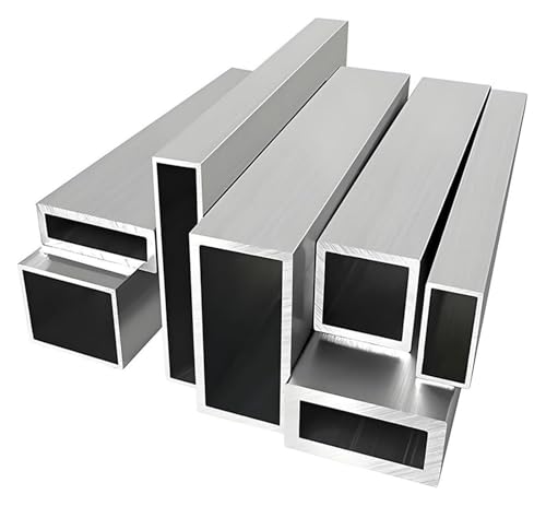 Paquete de 2 tubos cuadrados de aluminio 6063 de 500 mm, 60 x 60 mm, 100 x 100 mm, grandes perfiles metálicos huecos, tubos extruidos para trabajos pesados para la construcción de marcos industriales