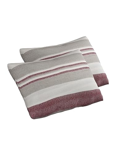 Image of 180 TC Pillow Cover Set of 2 | Pillow Cover Cotton 100% | Pillow Cover Set of 2 King Size | Wrinkle Free & Fade Resistance | Striped Pattern | Standard Size | All Season Use (Dark Brown)
