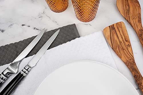 Dish Cloth Towels [12X12] Black And White Dobby Weave Kitchen Dish Towels, Soft And Real Absorbent 100% Cotton - Machine Washable - 12 Pack #TOP6