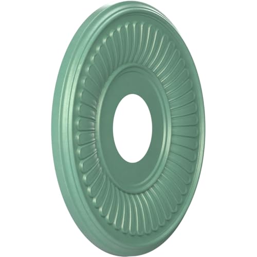 Image of Ekena Millwork CMP13BEFSM Berkshire Thermoformed PVC Ceiling Medallion (Fits Canopies up to 5 3 /4 inch), 13 inchOD x 3 1 /2 inchID x 3 /4 inchP, Universal Pearl Metallic Sea Mist