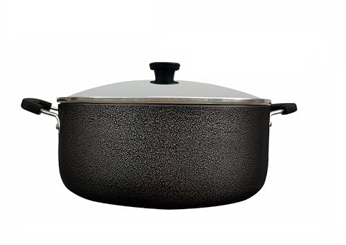 Image of 8 Liter Capacity | 28 cm Diameter | Heavy Bottom | Non-Stick Biryani Pot with 3-Layer Coating & Glass Lid | Aluminum Cookware for Cooking & Serving Biryani | Side Handle, Gas Stove (8 Liter)