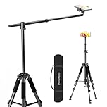 elitehood Phone Tripod for Overhead Video Recording – Updated Horizontal 150cm Adjustable Tripod for iPhone with 64cm Long Extendable Arm, 360° Rotation iPhone Stand Holder for Overhead Recording