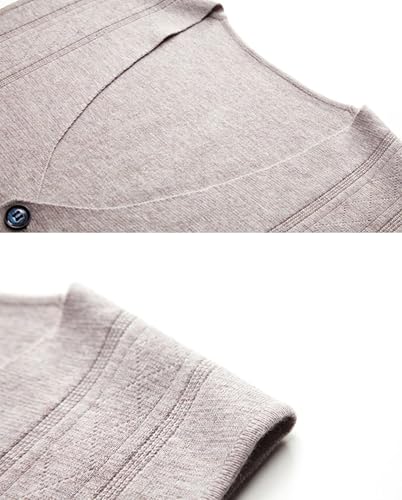 Men's Sweater Vest V-Neck Sleeveless Cable Knitted Cardigan Vest 100% Cashmere3