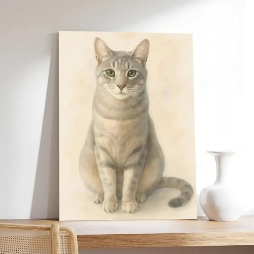 Poster chat tigré gris aquarelle : déco idéale de chambre - 7