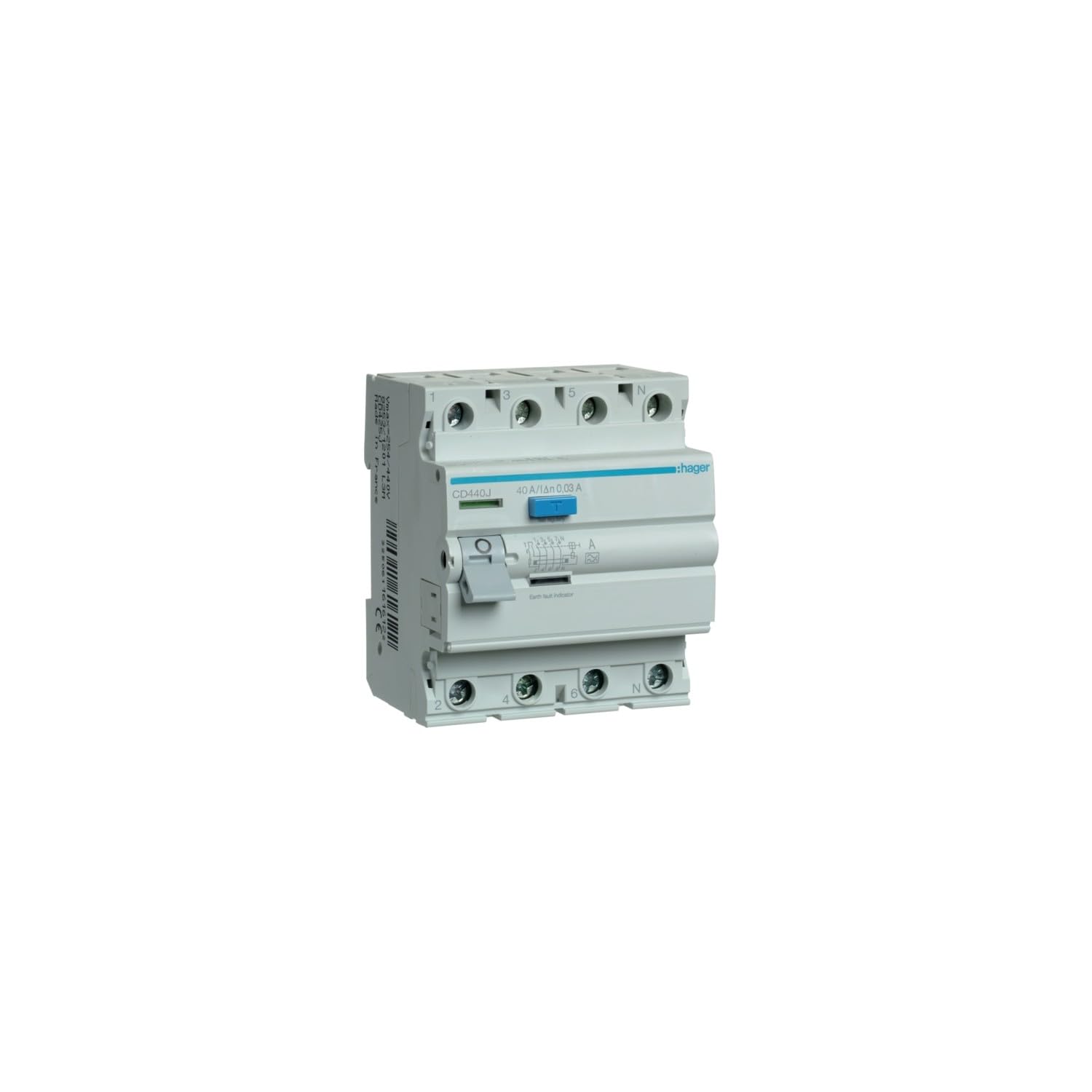 Cd440j Hager - Interrupteur Différentiel 4p 40a 30ma - Type A - Auxiliarisable - Entrée Haute/Sortie Basse