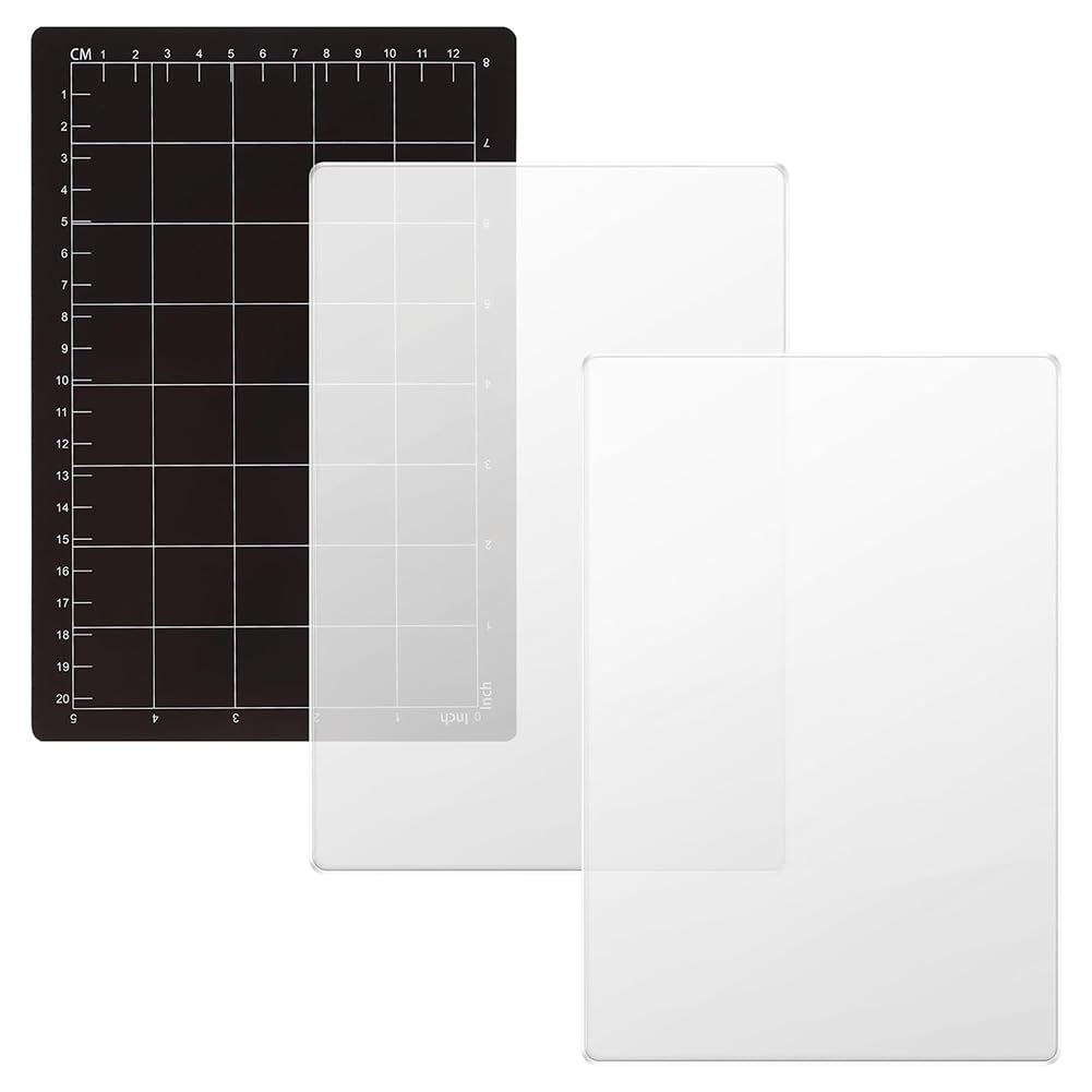 Jeenuuder 3Pcs Clear Die Cutting Pads, Die Pad Set Reusable Magnetic Shim and Acrylic Cutting Pad Set for Most Die Cutting Machine