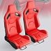 2PCS Reclinable Universal Automotive Racing Seats for Cars with PVC Leather Adjustable Racing Bucket Seats with Dual Sliders,180° Adjustment,Driver and Passenger Side RED