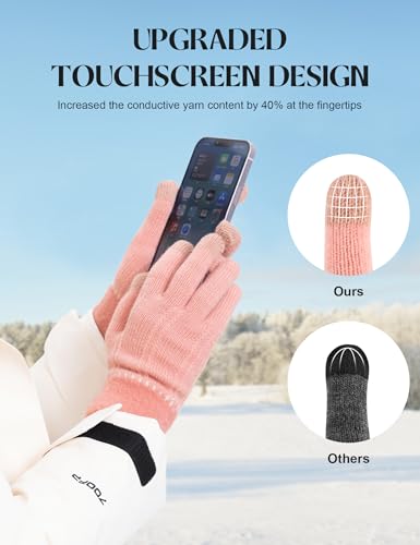 ORVINNER Winter Gloves for Women, 4 Pairs Womens Touch Screen Warm Lining Stretchy Thermal Knitted Gloves for Cold Weather - Image 4